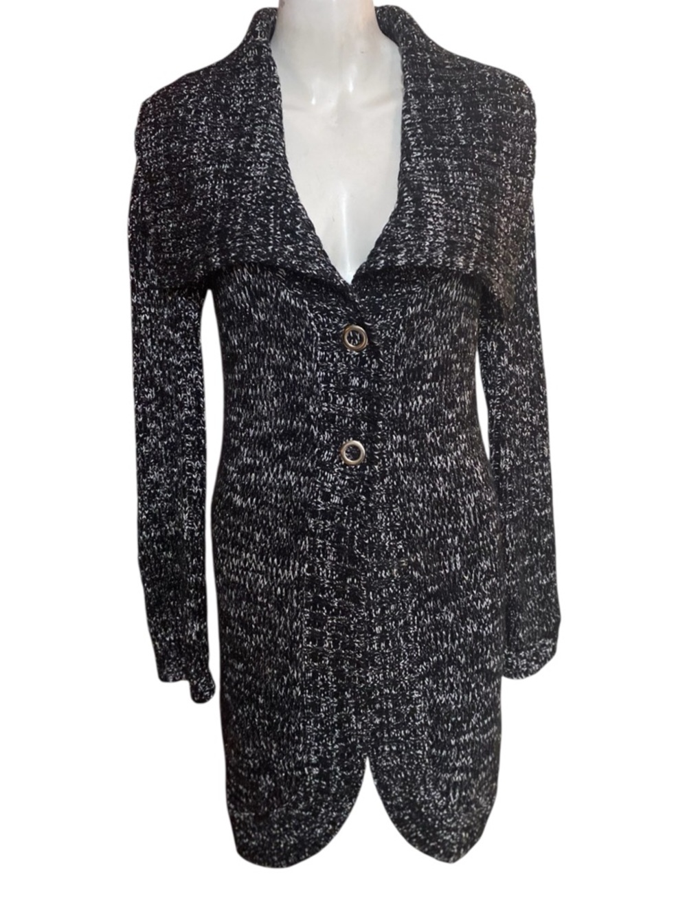White House Black Market Black & White Marled Knit Coatigan XL fits
like Sz 12.